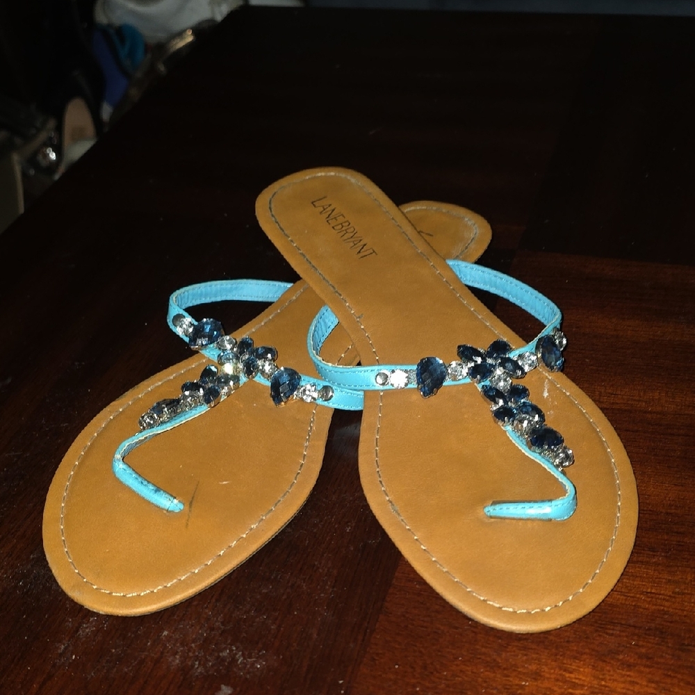 Lane Bryant Blue and Tan Sandals
